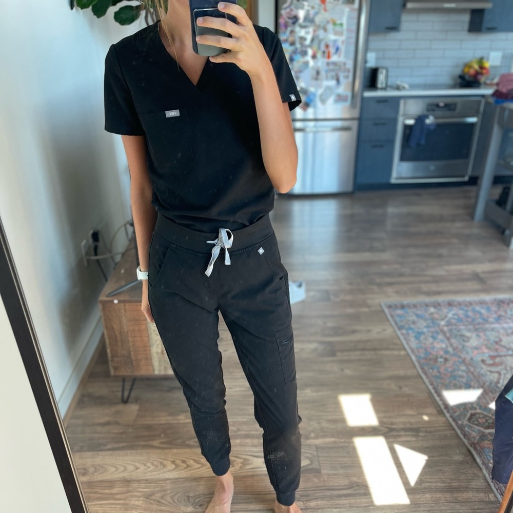 Figs Black Zamora Jogger Scrub Pants size XS